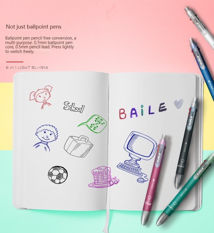 6 in 1 여러 가지 빛깔의 펜 볼펜 세트, 개폐식  - Staedtler Pencil Lumocolor 리뷰 및 가격