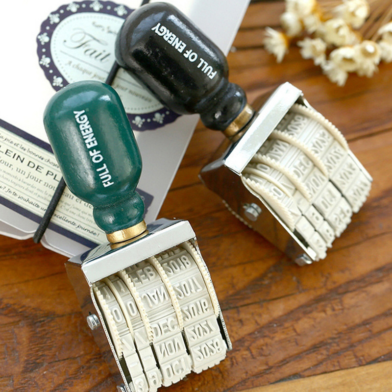 1pc 빈티지 날짜 소인 스탬프 DIY 롤러 손잡이 스 - Rubber Date Stamp 리뷰 및 가격